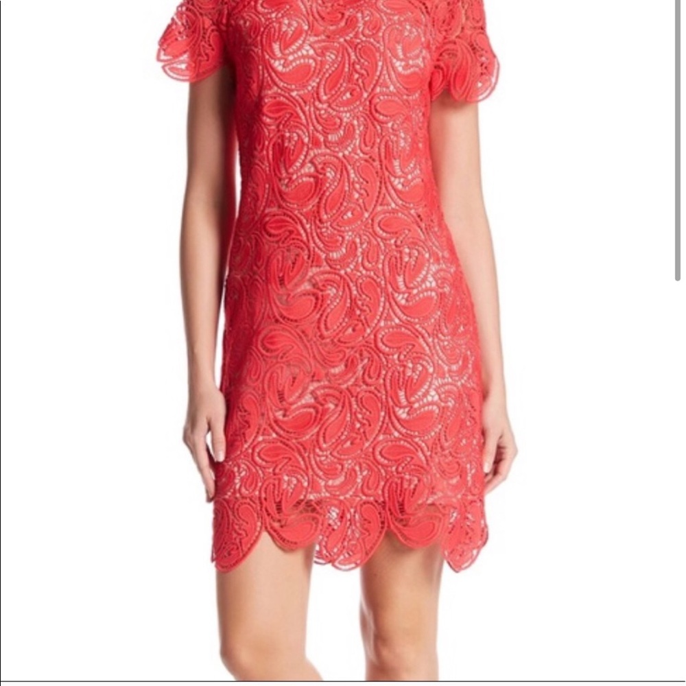 Shoshanna | Red Lace Crochet Eyelet Dress